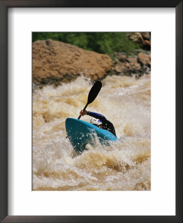 Kayaker Paddles Through Colorado River Rapids by Mark Cosslett Pricing Limited Edition Print image