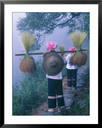 Zhuang Girls Carrying Hay, China by Keren Su Pricing Limited Edition Print image