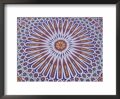 Colorful Geometric Pattern On Hand-Painted Table, Morocco by John & Lisa Merrill Pricing Limited Edition Print image