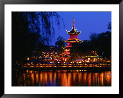 Tivoli Gardens Chinese Pagoda Restaurant At Night, Copenhagen, Denmark by Anders Blomqvist Pricing Limited Edition Print image