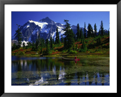 Man In Canoe, Picture Lake, Wa by David Carriere Pricing Limited Edition Print image