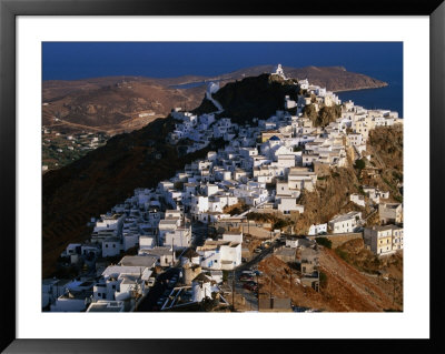 Whitewashed Houses On Hilltop Above Livadi Harbour, Hora, Greece by Mark Daffey Pricing Limited Edition Print image