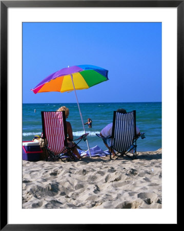 People In Deckchairs On Beach Of Lake Michigan, Indiana Dunes National Lakeshore, Usa by Mark & Audrey Gibson Pricing Limited Edition Print image