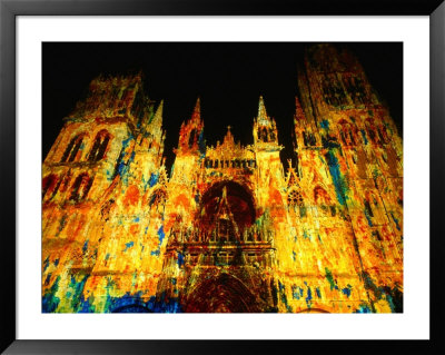 Light Show Projected On Rouen Cathedral, Rouen, France by John Banagan Pricing Limited Edition Print image