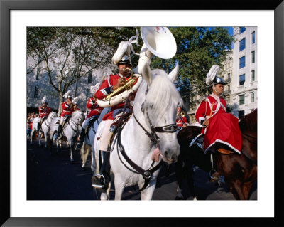 Mounted Brass Band At Festa De La Merce, Barcelona, Spain by Damien Simonis Pricing Limited Edition Print image