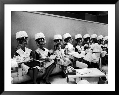 Women Sitting Under Hair Dryers In Salon At Saks Fifth Avenue Department Store by Alfred Eisenstaedt Pricing Limited Edition Print image