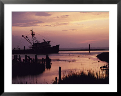 Fishing Boat Silhouetted At Twilight by Al Petteway Pricing Limited Edition Print image