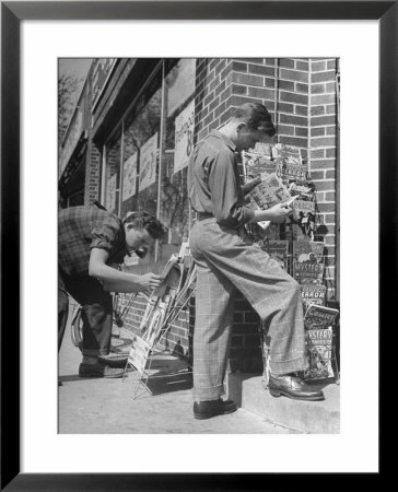 Teen Age Boys Like Reading Sports And Comic Books At Local Drug Store by Nina Leen Pricing Limited Edition Print image