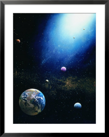 Illustration Of Earth And Radiant Star by Ron Russell Pricing Limited Edition Print image
