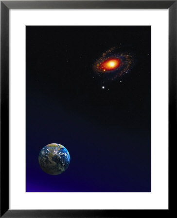 Illustration Of Earth, Stars And Galaxy by Ron Russell Pricing Limited Edition Print image
