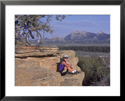 Woman Mountain Biking, Sitting by Wiley & Wales Pricing Limited Edition Print image