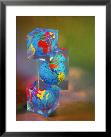 Three Globes In Stacked Plastic Cubes by Eric Kamp Pricing Limited Edition Print image