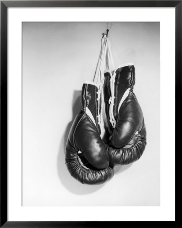 Boxing Gloves Hanging On The Wall by Ewing Galloway Pricing Limited Edition Print image
