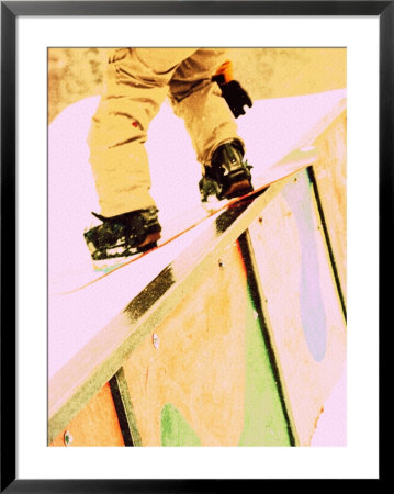 Snowboarder Skittering On A Rail by Bob Winsett Pricing Limited Edition Print image