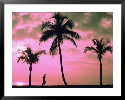Silhouette Of A Runner And Palm Trees by Maria Taglienti Pricing Limited Edition Print image
