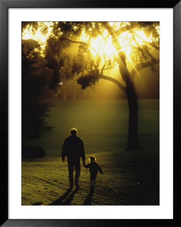 Father Walking With Child In The Park by Richard Stacks Pricing Limited Edition Print image