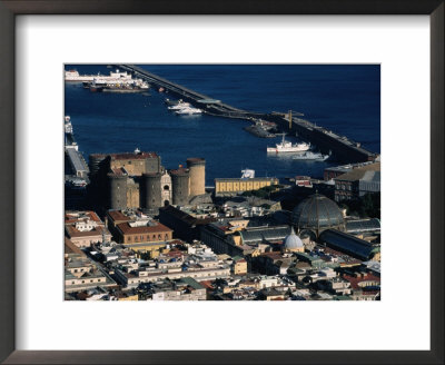 Aerial View Of Castel Nuovo, Or Mascio Angioni, And Glass Atrium Of Galleria Umberto, Naples, Italy by Martin Moos Pricing Limited Edition Print image