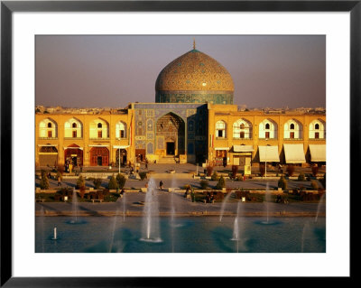 Overhead Of Fountains Outside Sheikh Lotfollah Mosque, Emam Khomeini Square, Esfahan, Iran by Mark Daffey Pricing Limited Edition Print image