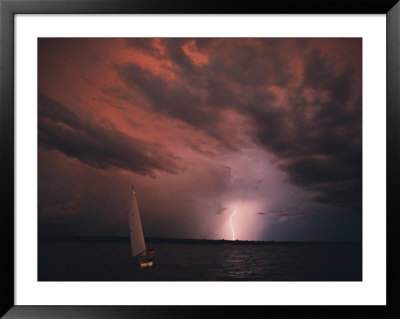 Sailboat Under A Lightning-Filled Sky by Robert Madden Pricing Limited Edition Print image