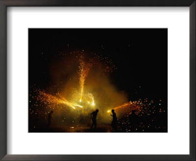 Fireworks Accompanying Festivities On Plaza Mayor, Madrid, Spain by Krzysztof Dydynski Pricing Limited Edition Print image