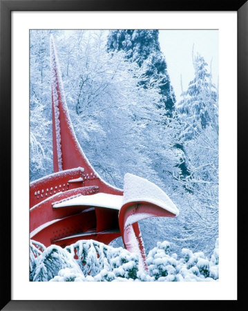 A Snow-Covered Sculpture In Volunteer Park, Seattle, Washington, Usa by William Sutton Pricing Limited Edition Print image