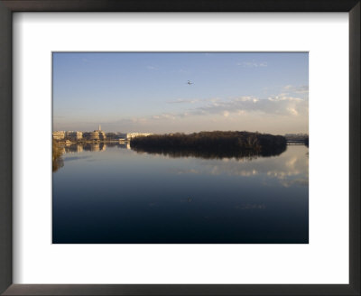 Jet Reflects In The Potomac River Above Roosevelt Island by Stephen St. John Pricing Limited Edition Print image