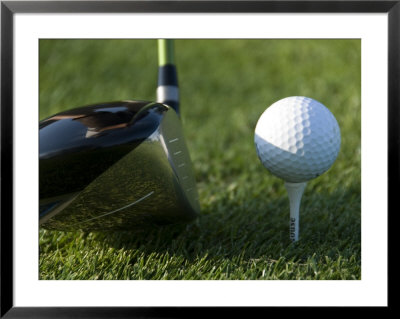 Close View Of A Driver Before Hitting A Golf Ball On A Tee, Groton, Connecticut by Todd Gipstein Pricing Limited Edition Print image