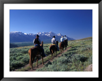 Horseback Riders At The Spring Creek Ranch Near Grand Teton National Park by Richard Nowitz Pricing Limited Edition Print image