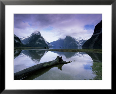 Reflections And View Across Milford Sound To Mitre Peak, South Island, New Zealand by Gavin Hellier Pricing Limited Edition Print image