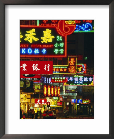 Illuminated Neon Street Signs, Nathan Road In Tsimshatsui, Hong Kong by Gavin Hellier Pricing Limited Edition Print image