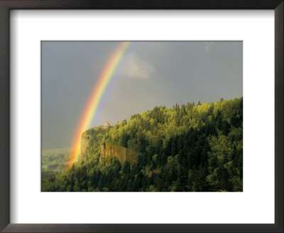 Springtime Rainbow Arching Over Vista House On Crown Point by Steve Terrill Pricing Limited Edition Print image