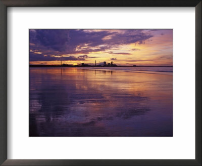 Redcar Beach At Sunset With Steelworks In The Background, Redcar, Cleveland, England by Gary Cook Pricing Limited Edition Print image
