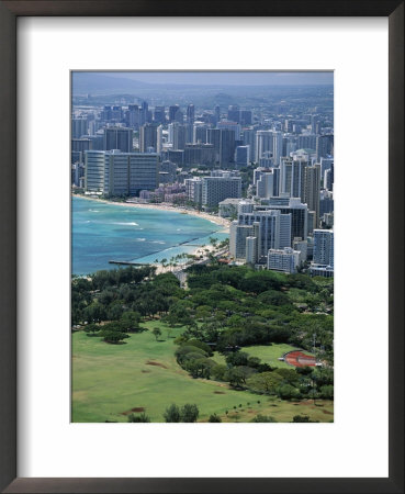 View North West From The Crater Rim Of Diamond Head Towards Kapiolani Park And Waikiki by Robert Francis Pricing Limited Edition Print image