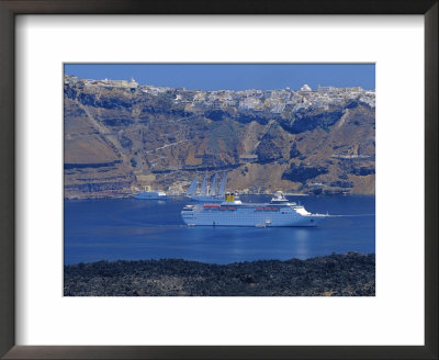 Thira's Gulf And Boats, Thira, Santorini, Cyclades Islands, Greece by Marco Simoni Pricing Limited Edition Print image