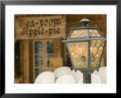 Tea Room And Streetlamp, Gstaad, Bern, Switzerland by Walter Bibikow Pricing Limited Edition Print image