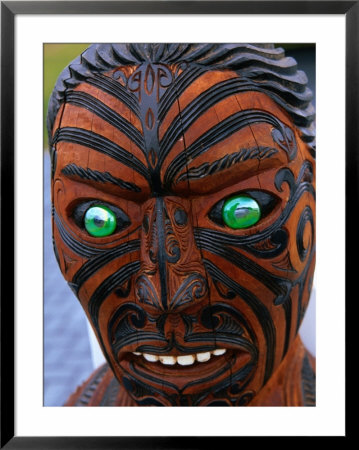 Muruika, A Modern Maori Carving With Glowing Green Eyes, Rotorua, New Zealand by Anders Blomqvist Pricing Limited Edition Print image