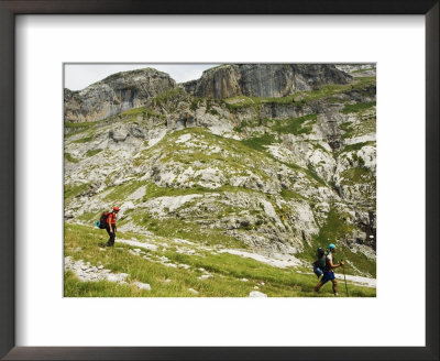Hiking Trail And Hikers In The Canon De Anisclo, Ordesa Y Monte Perdido National Park, Aragon by Christian Kober Pricing Limited Edition Print image