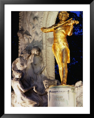 Statue Of Johann Strauss At Night, Innere Stadt, Vienna, Austria by Richard Nebesky Pricing Limited Edition Print image