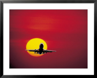 Airplane Flying At Sunset by Bill Bachmann Pricing Limited Edition Print image