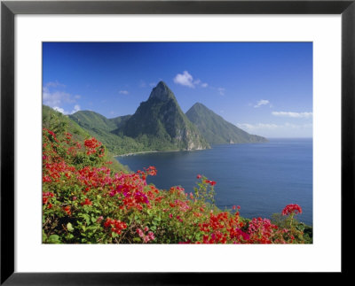 Soufriere And The Pitons, St. Lucia, Windward Islands, West Indies, Caribbean, Central America by Gavin Hellier Pricing Limited Edition Print image