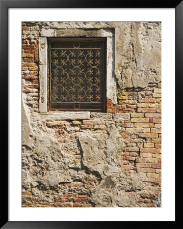Ornate Metalwork Window Covering Along Side Street, Venice, Italy by Dennis Flaherty Pricing Limited Edition Print image