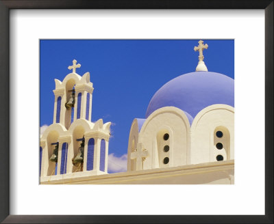 Blue And White Bell Tower And Dome, Christian Church, Akrotiri, Cycaldes Islands by Marco Simoni Pricing Limited Edition Print image