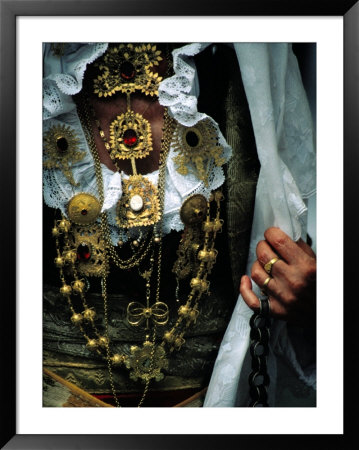 Costume Detail At Festa Del Redentore, Nuoro, Italy by Damien Simonis Pricing Limited Edition Print image