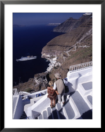 Enjoying View From Cliff Top, Santorini, Greece by Dave Bartruff Pricing Limited Edition Print image