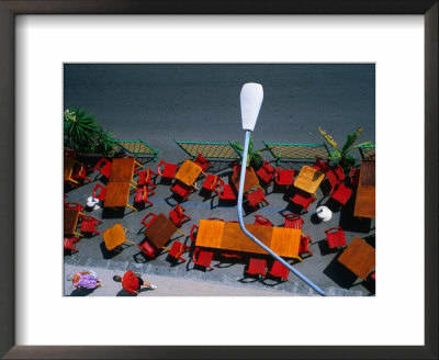 Outdoor Cafe Chairs And Tables, Giardini-Naxos, Sicily, Italy by Martin Llado Pricing Limited Edition Print image