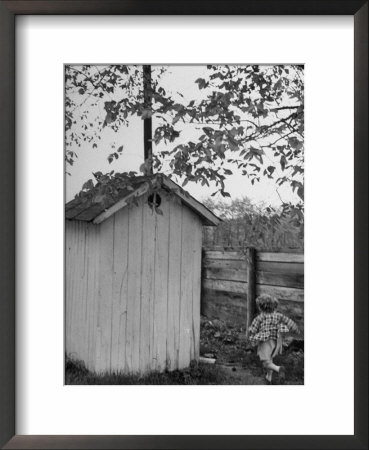 Small Child Running To The Outhouse At Rural School by Thomas D. Mcavoy Pricing Limited Edition Print image
