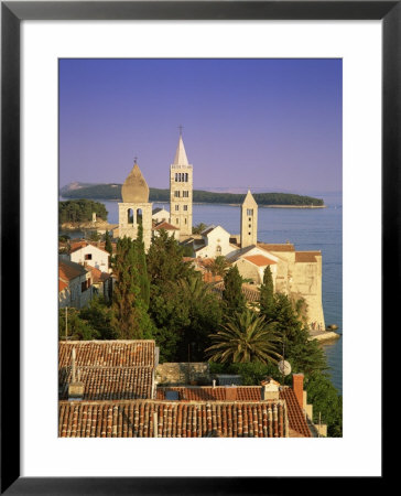 Elevated View Of The Medieval Rab Bell Towers And Town, Dalmatian Coast, Croatia by Gavin Hellier Pricing Limited Edition Print image