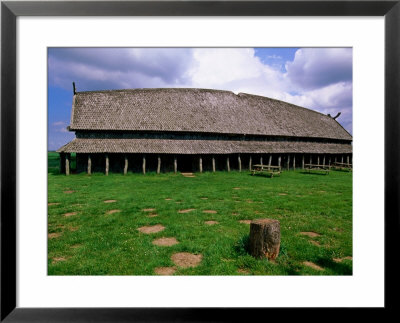 Longhouse In Stave Style At Viking Ring Fortress, Trelleborg, West Zealand, Denmark by John Elk Iii Pricing Limited Edition Print image