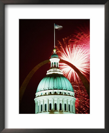 Fourth Of July Fireworks Display Over Arch And Old Courthouse Dome, St. Louis, Missouri by Eddie Brady Pricing Limited Edition Print image