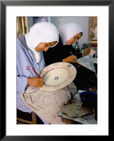 Women Painting Pottery, Potters Village Of Safi, Atlantic Coast, Morocco, North Africa, Africa by Bruno Morandi Pricing Limited Edition Print image